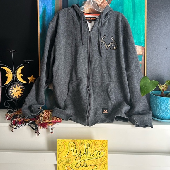 Realtree Gray and Orange Zip Up Hoodie XL - Picture 2 of 16